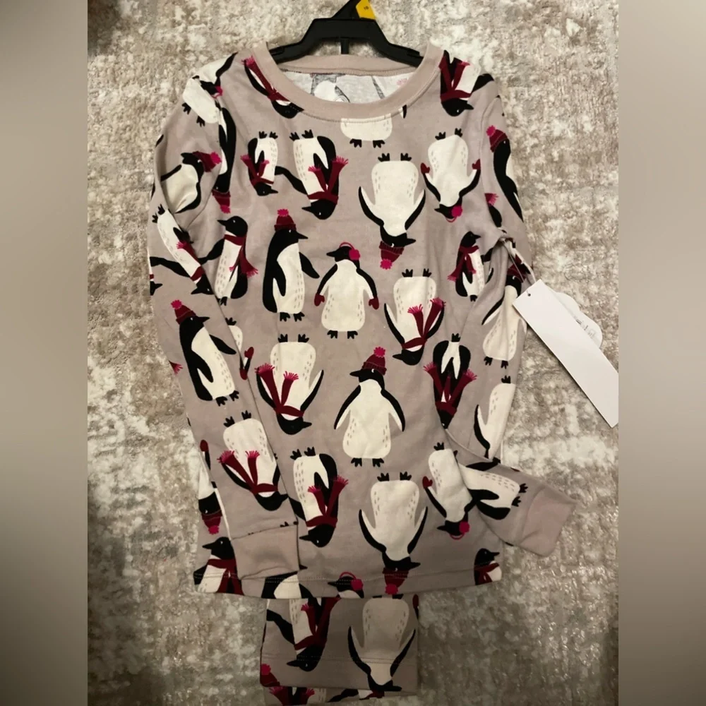 Wonder Nation Penguin Pajama Set - Purple and Black size 10-NWT